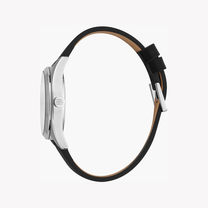 Esprit Men's Silver Dial Watch, Black Leather Band | Es1g004m0075