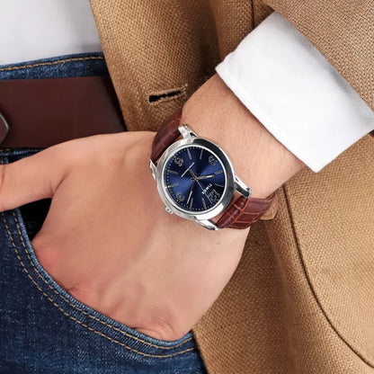 Timex Men's Blue Dial Watch, Brown Leather Strap | Tw2r86800