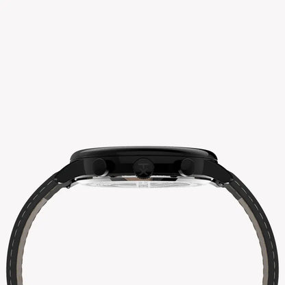 Timex Men's Black Leather Watch, Brass Case | Tw2u39200