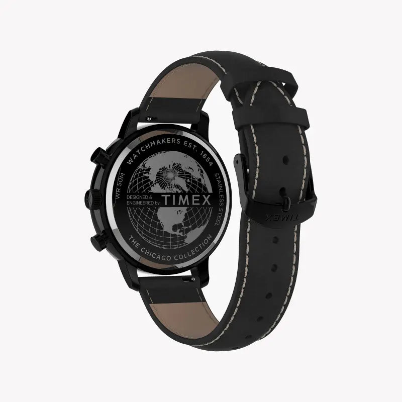 Timex Men's Black Leather Watch, Brass Case | Tw2u39200