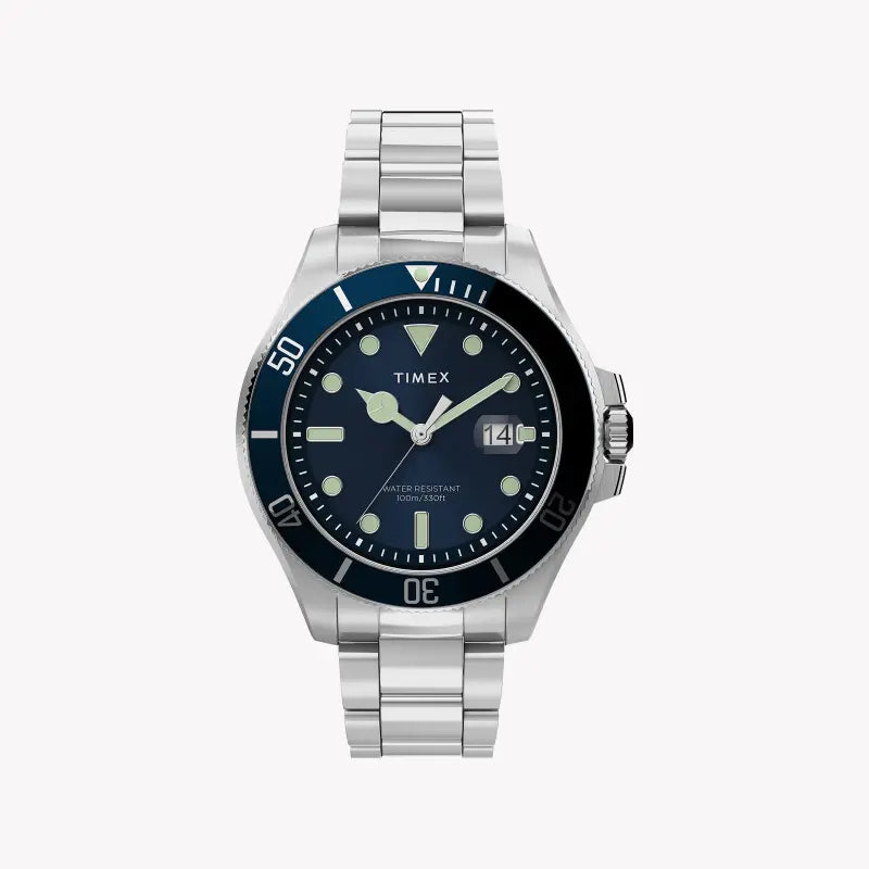 Timex Men's Silver Stainless Steel, Blue Dial | Tw2u41900