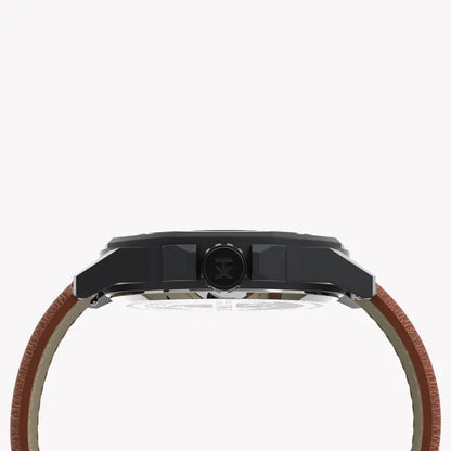 Timex Men's Brown Leather Watch, Gray Dial | Tw2u82200