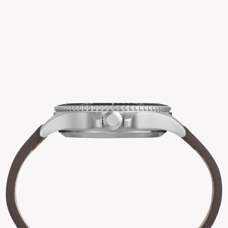 Timex Men's Tan Leather Watch, Off White Dial | Tw4b10600