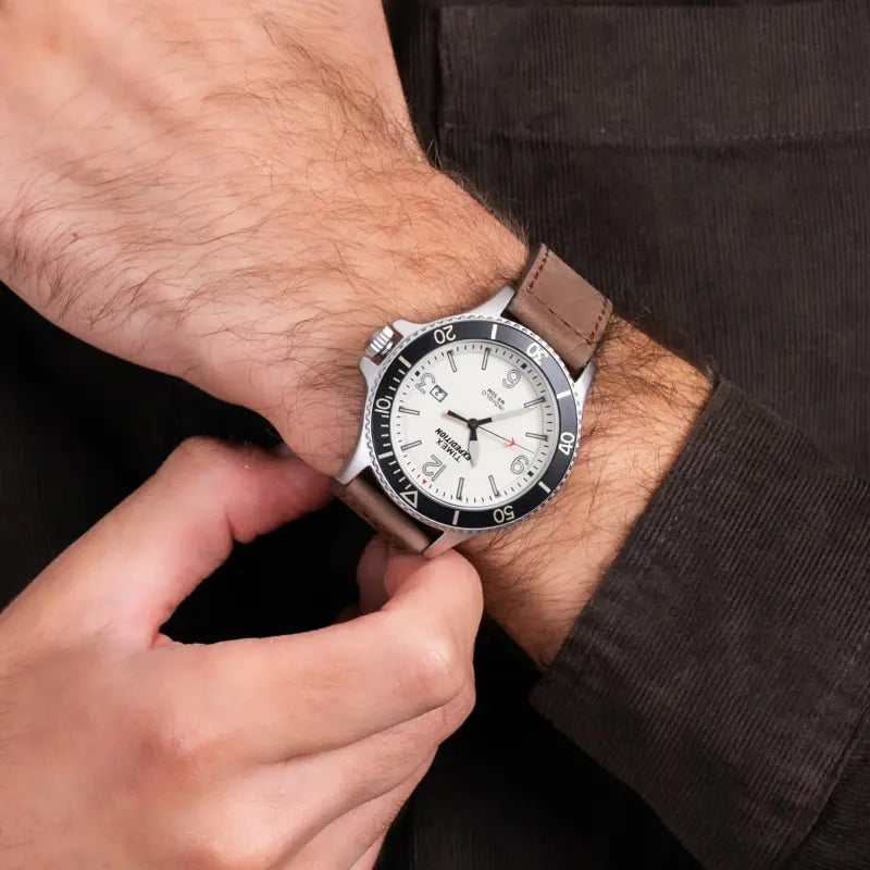 Timex Men's Tan Leather Watch, Off White Dial | Tw4b10600