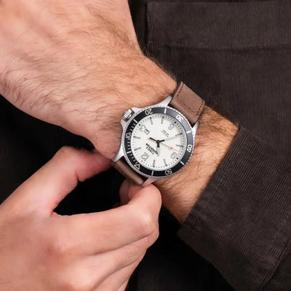 Timex Men's Tan Leather Watch, Off White Dial | Tw4b10600