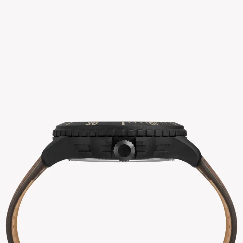 Timex Men's Brown Leather Watch, Blue Dial | Tw4b14600