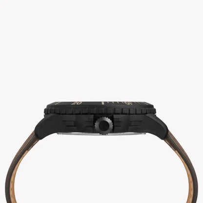 Timex Men's Brown Leather Watch, Blue Dial | Tw4b14600