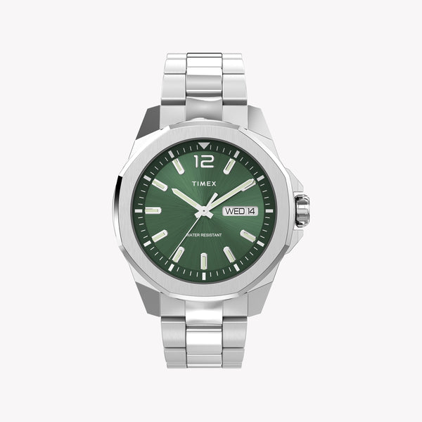 Timex Men's Green Dial Bracelet Watch, Stainless Steel | Tw2w13900